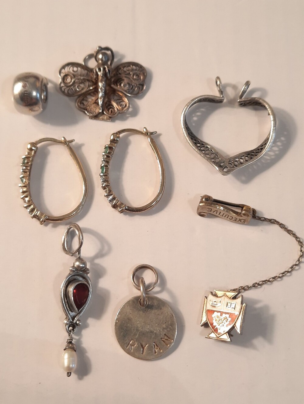 Sterling Silver Mixed Charm and Hoop Earring Set - Silver